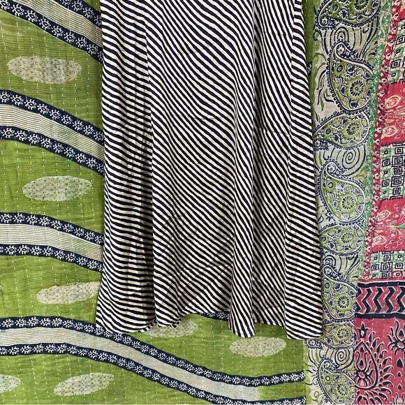 NWT Mango Mondrian Black and Tan Satin Bias Striped Midi Dress 6 - Picture 5 of 15